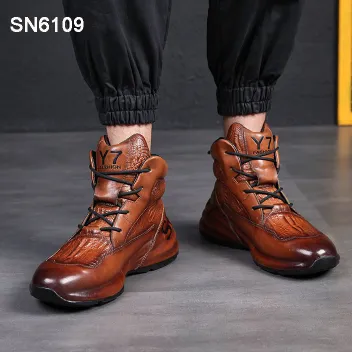 Genuine Leather Increased Sole Sneakers